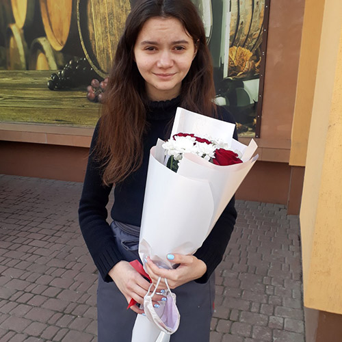 Букет из роз и хризантем в Ивано-Франковске фото