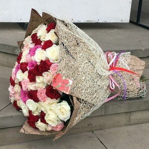 101 разноцветная роза Ивано-Франковск фото